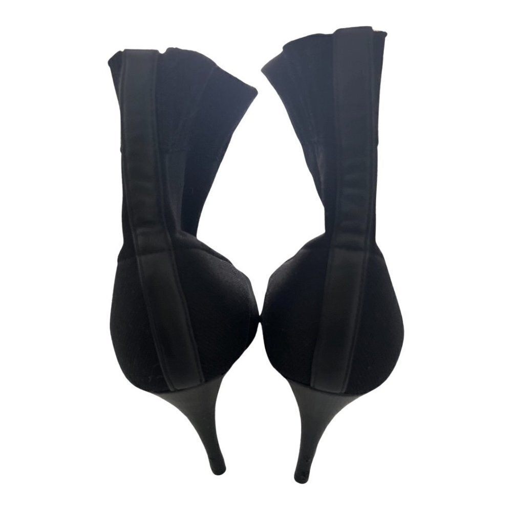 Chanel black knit fabric and patent tip ankle boots size 37.5 C - Picture 4 of 9